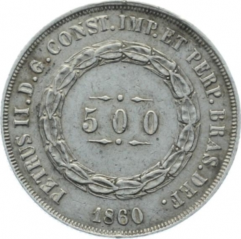 Brasilien 500 Reis 1860 - Pedro II.